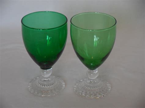 Green Anchor Hocking Bubble Glass Goblets