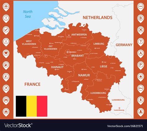 Detailed Map Of The Belgium With Regions Vector Image