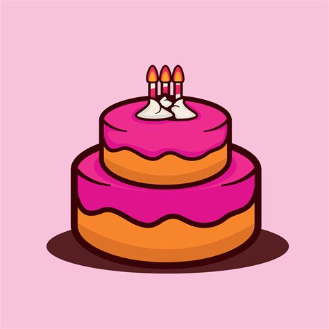 Birthday Cake Cartoon Vector Design With 3 Candles 13529449 Vector Art