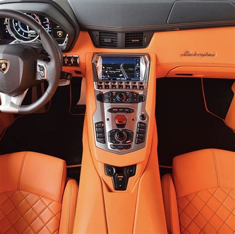 An Orange Leather Interior From A Lamborghini Aventador Painted In