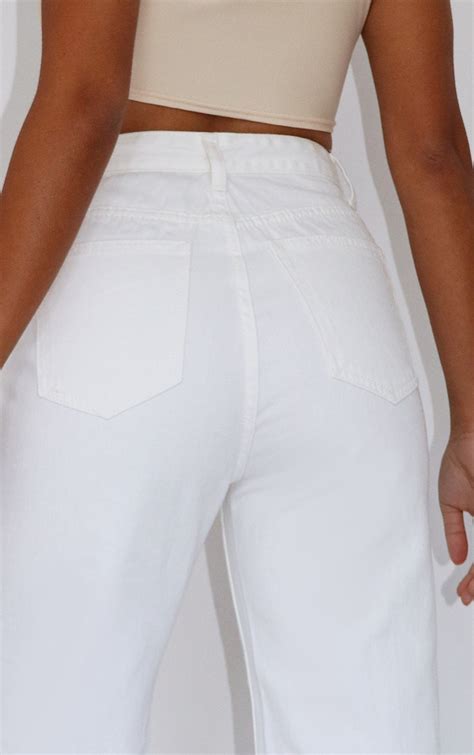 Petite White Split Hem Denim Jeans Petite Prettylittlething Ca