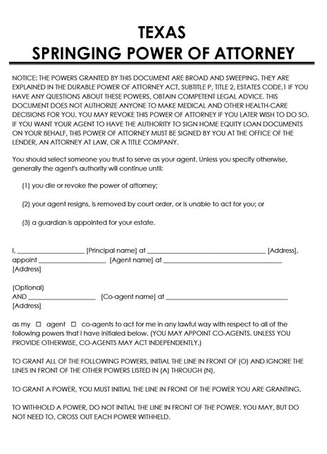 Free Texas Power Of Attorney Forms All Types Pdf Word