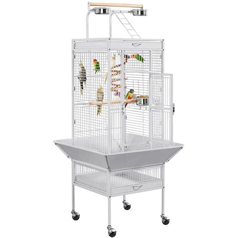 Yaheetech Wrought Iron Rolling Large Bird Cages For African Grey Mid Sized Parrots Cockatiels