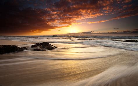 sunset beach waves - HD Desktop Wallpapers | 4k HD
