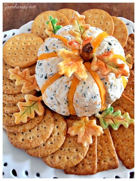 Jam Hands Cheddar And Chive Pumpkin Cheese Ball