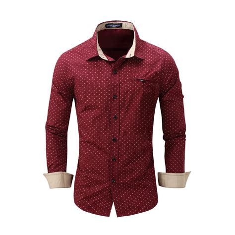 buy fashion men s dress shirt long sleeve red casual designer banded collar