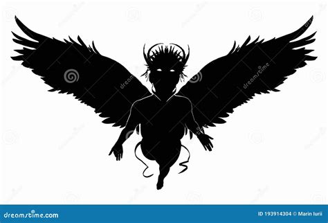 Black Silhouette Of A Beautiful Angel Woman Stock Vector Illustration