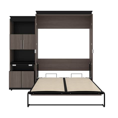 Modubox Orion Queen Murphy Wall Bed And Shelving Unit With Fold Out