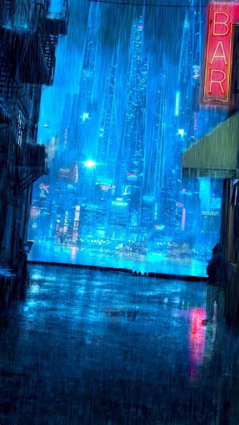 Cyberpunk Rain Aesthetic Water City Lights Raining