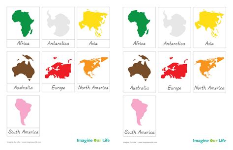 The legend has a unique color matching the map with labels. 7 Continents Printable Puzzle | Printable Crossword Puzzles