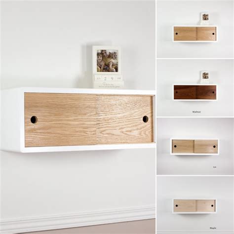 Modern Sliding Door Floating Shelf Wall Cabinet Spark Shell Craft
