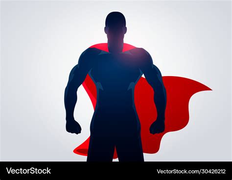 Silhouette Superhero In Strong Pose With Cape Vector Image