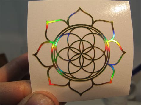 Lotus Seed Of Life Sticker Prismatic Rainbow Silver Or Gold 2 Size