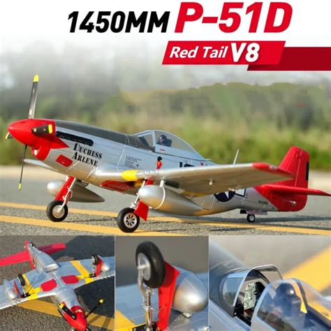 Fms Rc Airplane Plane 1450mm 14m P51 P 51d Mustang V8 Red Tail 6ch 4s