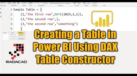 Creating A Table In Power BI Using DAX Table Constructor YouTube