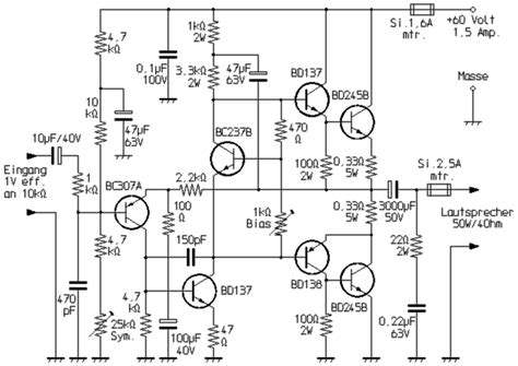 W Power Amplifier Using Transistor Amplifier Circuit Design