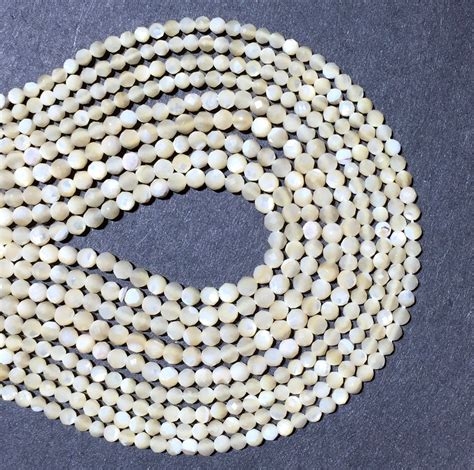 Natural Mother Of Pearl Beads Faceted Small Center Drilled Etsy