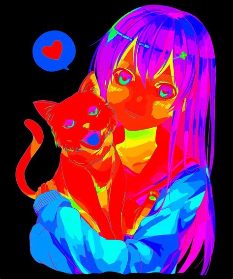 Rainbow Anime Girl Neko Cat Digital Art By Kaylin Watchorn