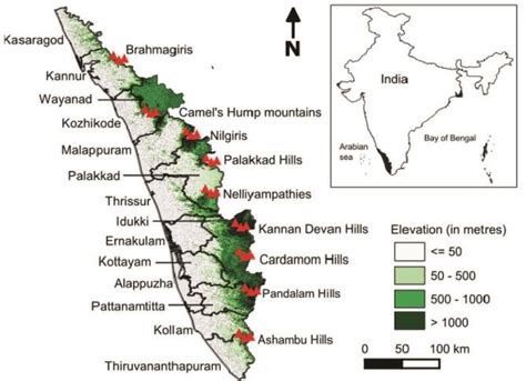 Map Of Kerala Showing Location Within India Inset Districts