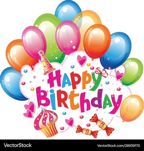 Birthday Sticker With Balloons And Sweets Vector Image