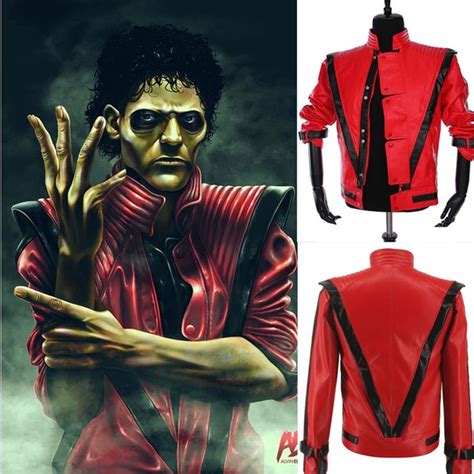 Rare Classic Mj Michael Jackson Thriller Night Red Leather Jacket For