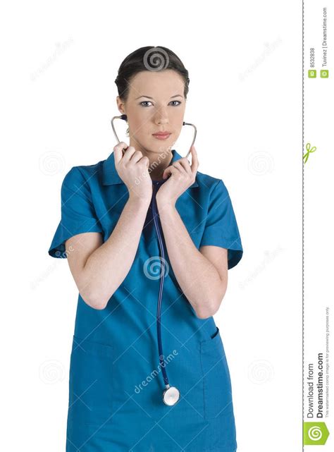 Pretty Nurse Using Stethoscope Royalty Free Stock Photos