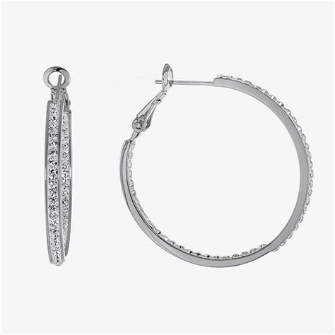 Sparkle Allure Crystal Pure Silver Over Brass Hoop Earrings Jcpenney