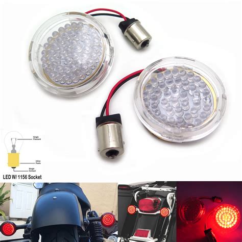 Httmt Led Red 2 1156 Bullet Style Turn Signal Light W Clear Lens