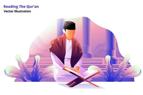 Reading Quran Vector Illustration Illustrations Creative Market