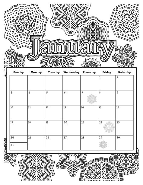 Monthly Calendar Coloring Pages Download And Print For Free