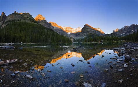 Lake Ohara And Mountains At Sunset Photograph By Yves Marcoux Fine