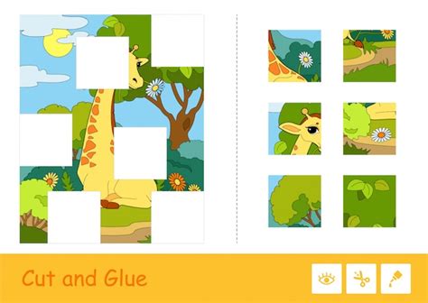Premium Vector Cut And Glue Colorful Puzzle Template And Learning