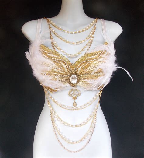 golden angel goddess bra theme wear cosplay angel costume rave bra rave wear