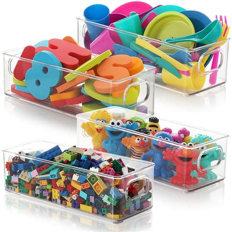 Storagebud Plastic Storage Bins With Handles Kids Plastic Stackable