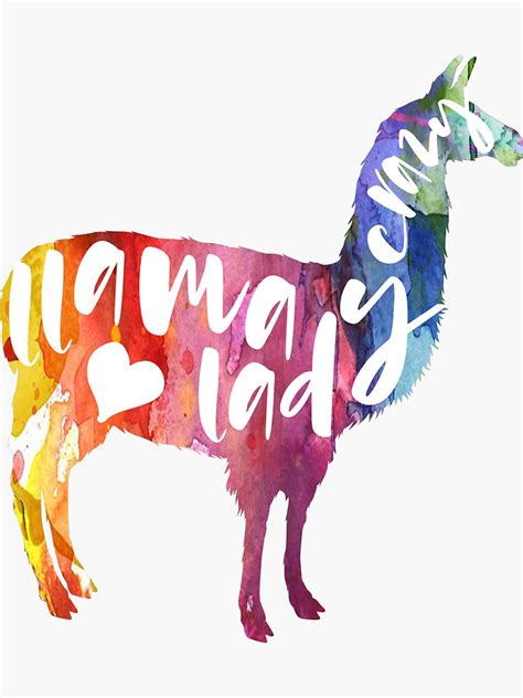 Llama Lover Ts Crazy Llama Lady Watercolor Art Sticker By