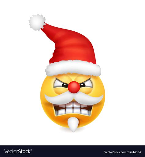 Cute Angry Santa Claus Smile Emoji Icon Emoticon Vector Image