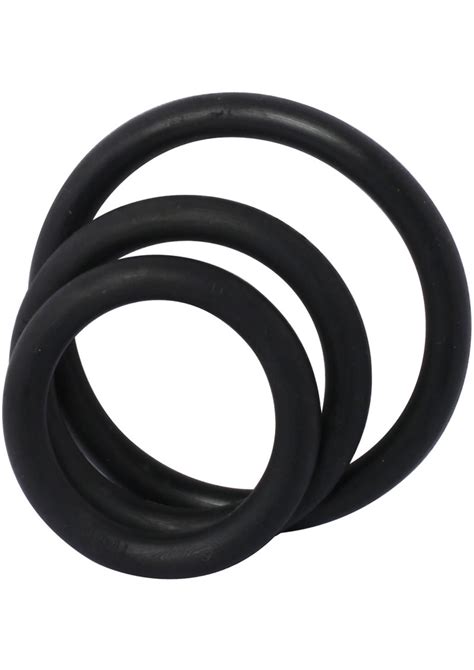 Rubber Cock Rings 3 Piece Set Black Feel The Vibration