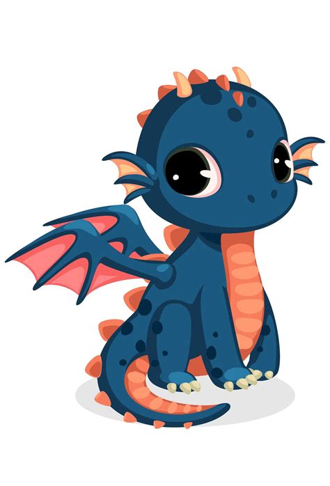 Cute Dark Blue Baby Dragon Cartoon 1265675 Vector Art At Vecteezy