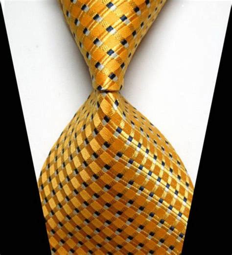 New Classic Yellow Jacquard Woven Silk Mens Tie Necktie Mens Fashion