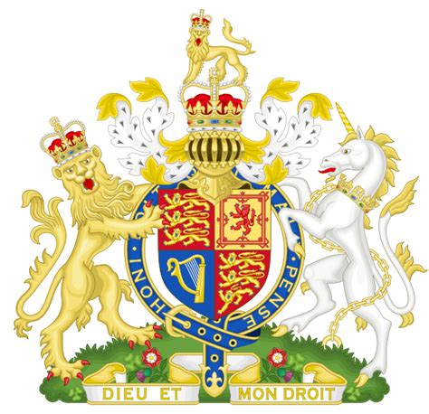 Zwei heraldische formen sind in und auf den wappen vertreten. Das Wappen des Vereinigten Königreiches - Coat of arms of ...