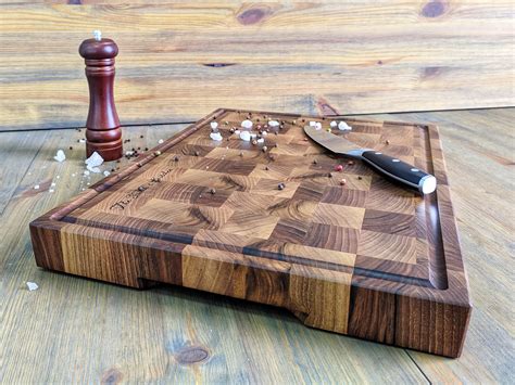 End Grain Cutting Board Black Walnut Butcher Block Cutting Etsy