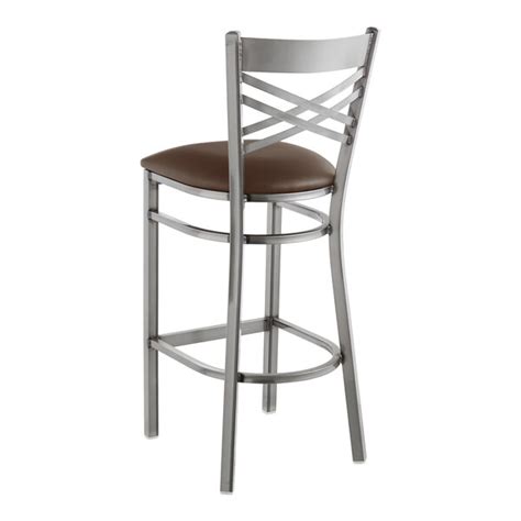 Lancaster Table And Seating Clear Coat Finish Cross Back Bar Stool With 2