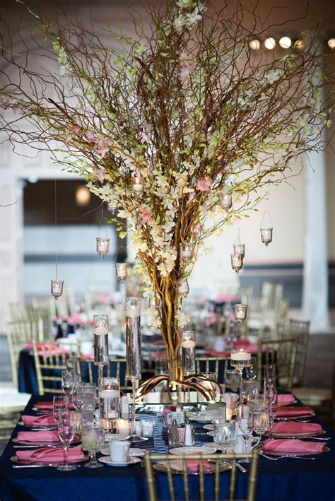 Beautiful Wedding Centerpiece With Curly Willow Branches Orchids And Candlel… Beautiful