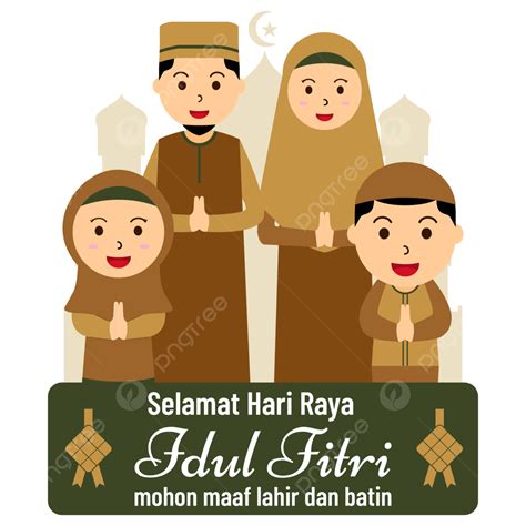 Gambar Vektor Karakter Keluarga Indonesia Idul Fitri Png Gratis Bahasa