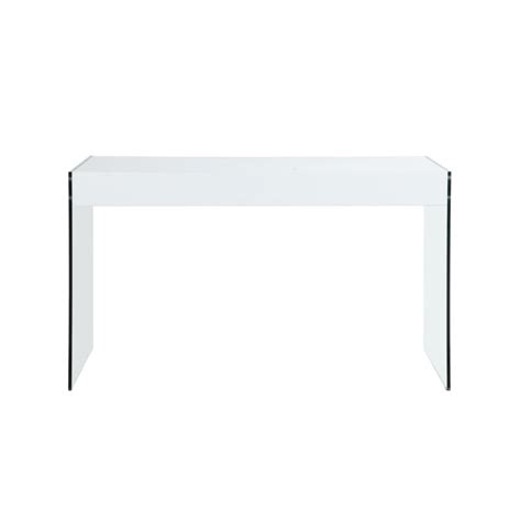 Chintaly Contemporary Gloss White And Glass Desk 6903 Dsk