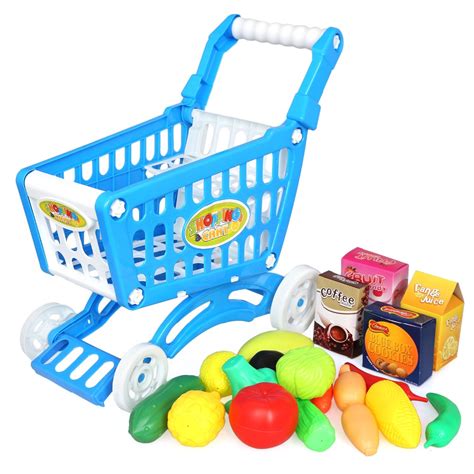 Pretend Play Grocery Shopping Basket Toy For Storage Kitchen Play Food