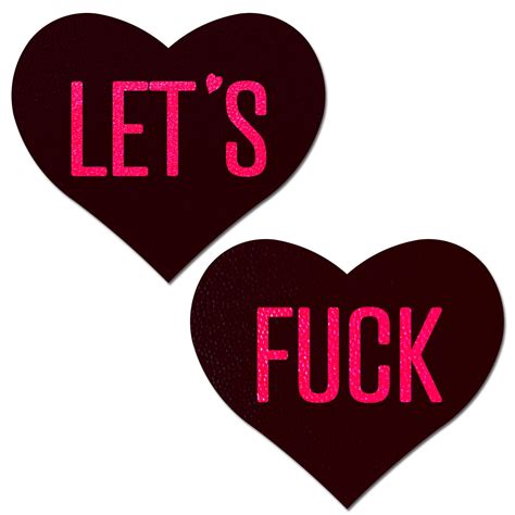 pasties love black heart with pink let s fuck etsy