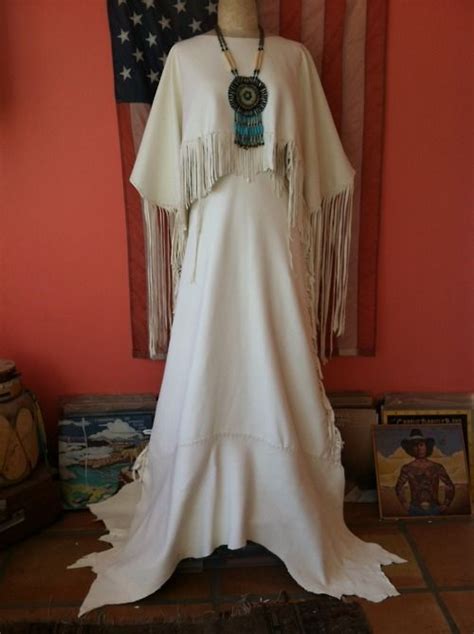 Native American Buckskin Dresses Custom White Buckskin Wedding