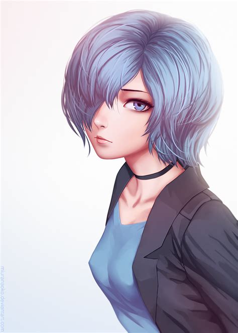 Wallpaper Face Illustration Long Hair Anime Girls Blue Hair Blue