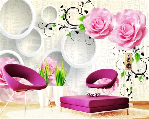 Beibehang Customized Wallpaper Rose Pattern 3d Stereo Tv Background
